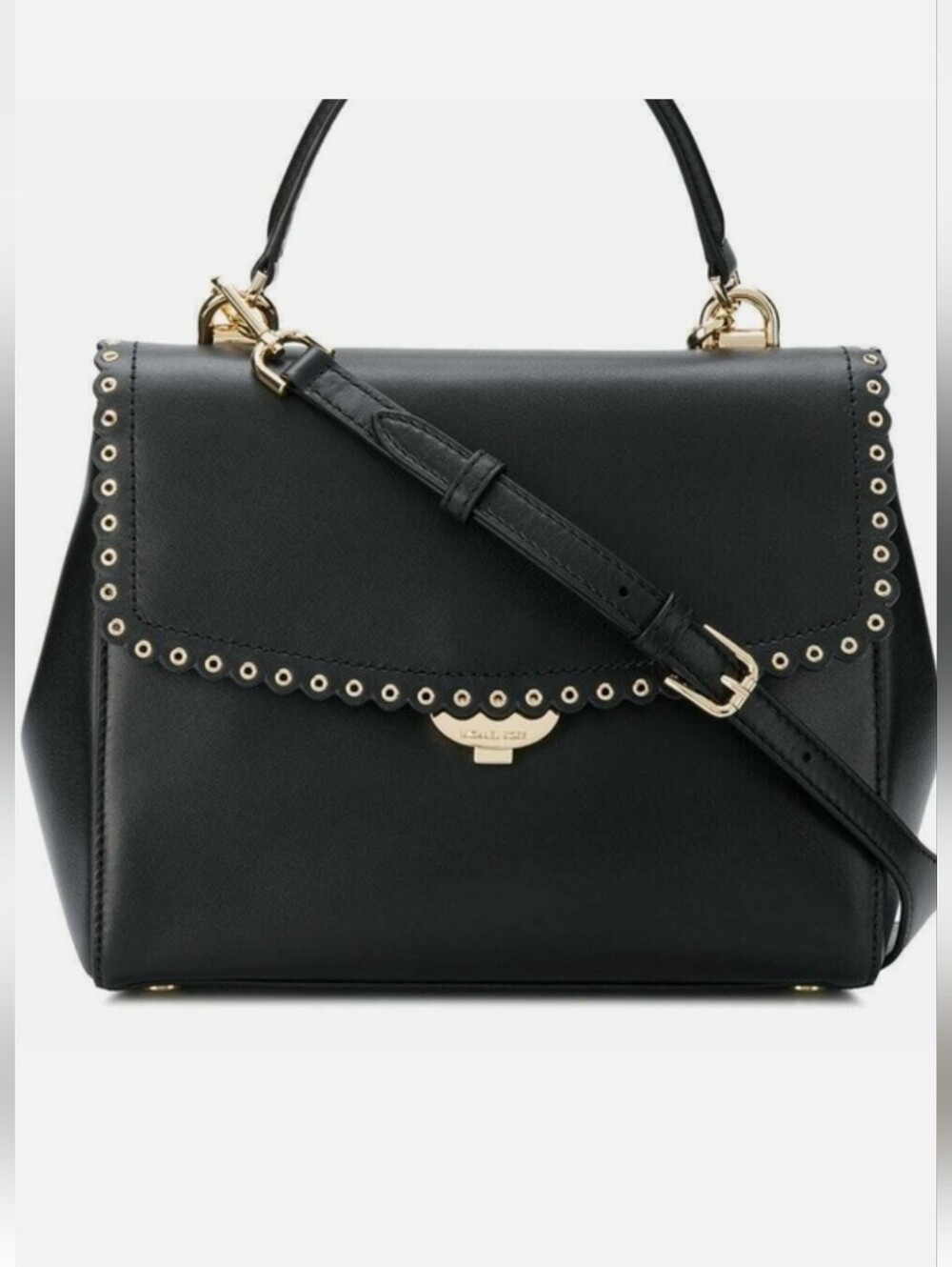 Michael Kors Ava Satchel features a charming scalloped